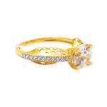 Beautiful Ladies Gold Ring with Solitaire and Amazing Design